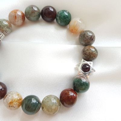 Vòng Tay Laliz Nam Đá Thạch Anh Ưu Linh Ngũ Sắc 12ly Cham Ngôi Sao Bạc - TAR.20