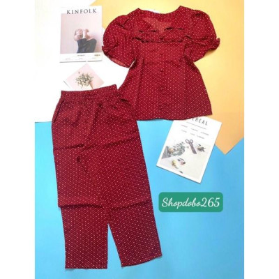 Đồ bộ nữ,đồ ngủ mặc nhà lửng 9 tấc vải lụa mango BL 49 họa tiết dễ thương size 47-60kg.