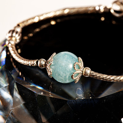 Vòng tay phong thủy đá Aquamarine mix bạc 925 VK010