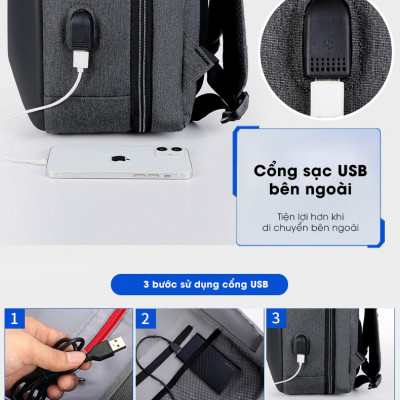 Balo Nam Tích Hợp Khóa Chống Trộm Cao Cấp Teement, Chống Rạch, Chống Nước, Chống Xước Thời Trang Phong Cách Mới - Hàng Chính Hãng