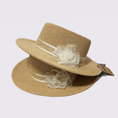 Nón đi biển mũ rộng vành phớt cao bồi cho nữ đai trắng gắn hoa xinh chất liệu cói chống nắng thoáng mát thời trang Hàn Quốc  dona240707