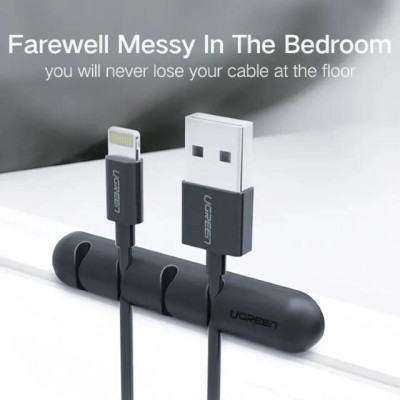 Ugreen UG50257LP114TK Màu Đen Gá đỡ kẹp dây sạc cao su 4 Khe - HÀNG CHÍNH HÃNG