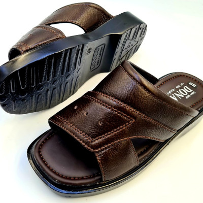 Dép nam da bò thật 100%DONAVY đế cao 5cm kiểu TOMY cao cấp đi rất nhẹ DTOMY