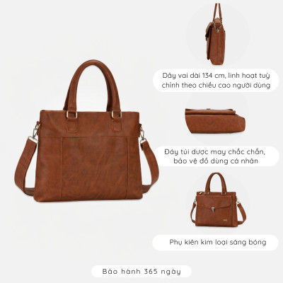 Túi Xách Công Sở Nam Nữ Đựng Laptop 14 inch, Nhiều Ngăn, Đựng Tài Liệu A4 Cao Cấp IDIGO UB2-6032