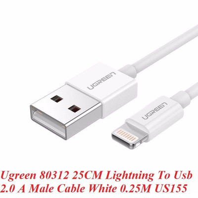 Ugreen UG80312US155TK 25CM màu trắng cáp Lightning ra Usb 0.25M có chíp MFI chính hãng - HÀNG CHÍNH HÃNG