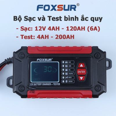 Hàng Nhật: Bộ Sạc Và Test Bình Ắc Quy Thông Minh 2IN1 FOXSUR 12V Công Nghệ Hiện Đại