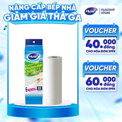 Khăn Lau Sợi Tre MyJae Một Lần Dùng Lau Bề Mặt, Đánh Bay Dầu Mỡ 20cm x 25cm (30 Cái/Bịch)