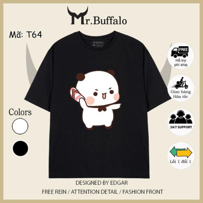 Áo đôi , áo thun cặp nam nữ tay lỡ Unisex Gấu Trắng Gấu Nâu form rộng vải cotton T64T65- Mr.Buffalo