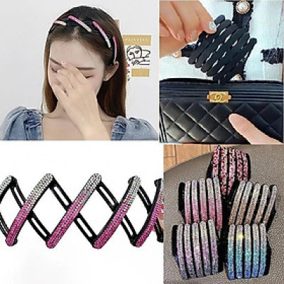 Cài tóc gấp gọn đính đá ( giao màu ngẫu nhiên như hình )