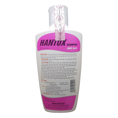 Dầu Tắm Trị Bọ Chét, Ve, Ghẻ, Rận Chó Mèo Hanvet Hantox Hồng (200ml)