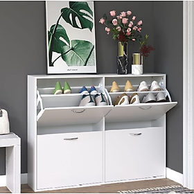 Tủ giày xoay 4 hộc ngang Juno Sofa KT 126 x 25 x 84cm