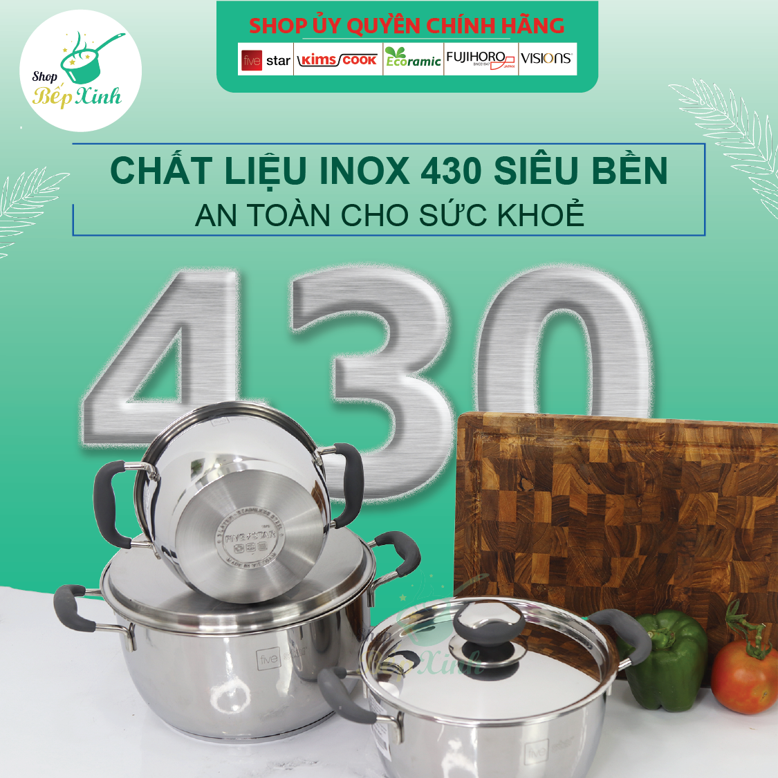 Nồi inox Fivestar Standard 3 đáy Thân Cool quai silicon chống nóng nắp inox (16cm / 20cm / 24cm / 26cm )