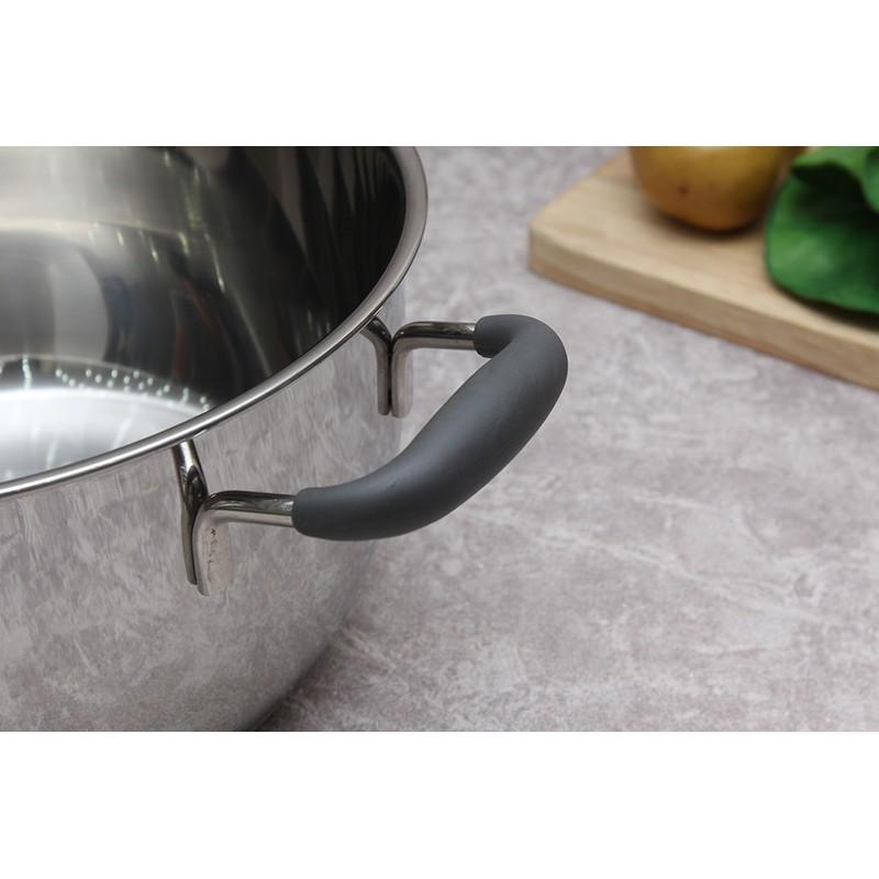 Nồi 3 đáy inox 430 Thân Cool Fivestar Standard quai silicon chống nóng nắp inox ( 20cm )
