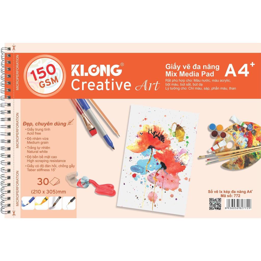 Sổ vẽ đa năng cao cấp KLONG A4+ 30 tờ 150GSM; MS: 772