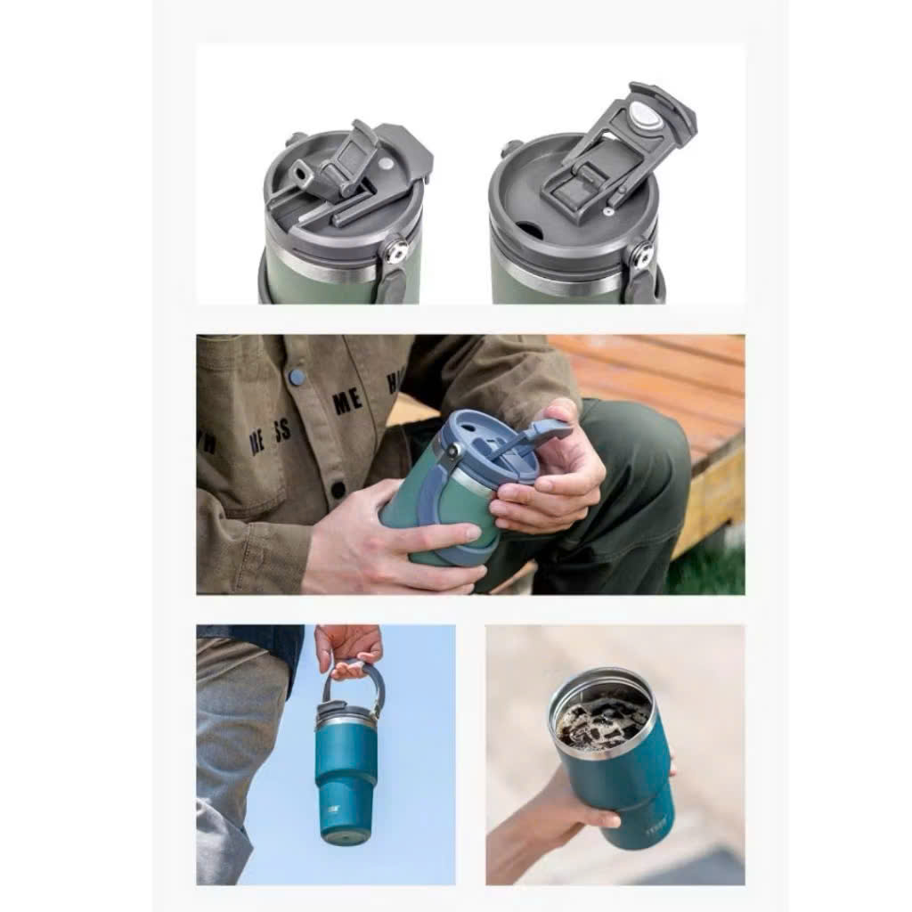 Cốc giữ nhiệt TYESO TS-8827 750ml tay cầm công thái học Chống tràn & Giữ nhiệt 12 tiếng