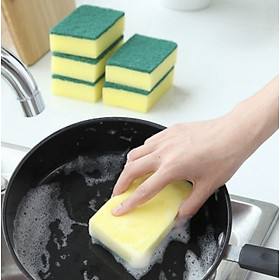 Combo Lố 12 Miếng cọ rửa chén bát xanh vàng tiện dụng