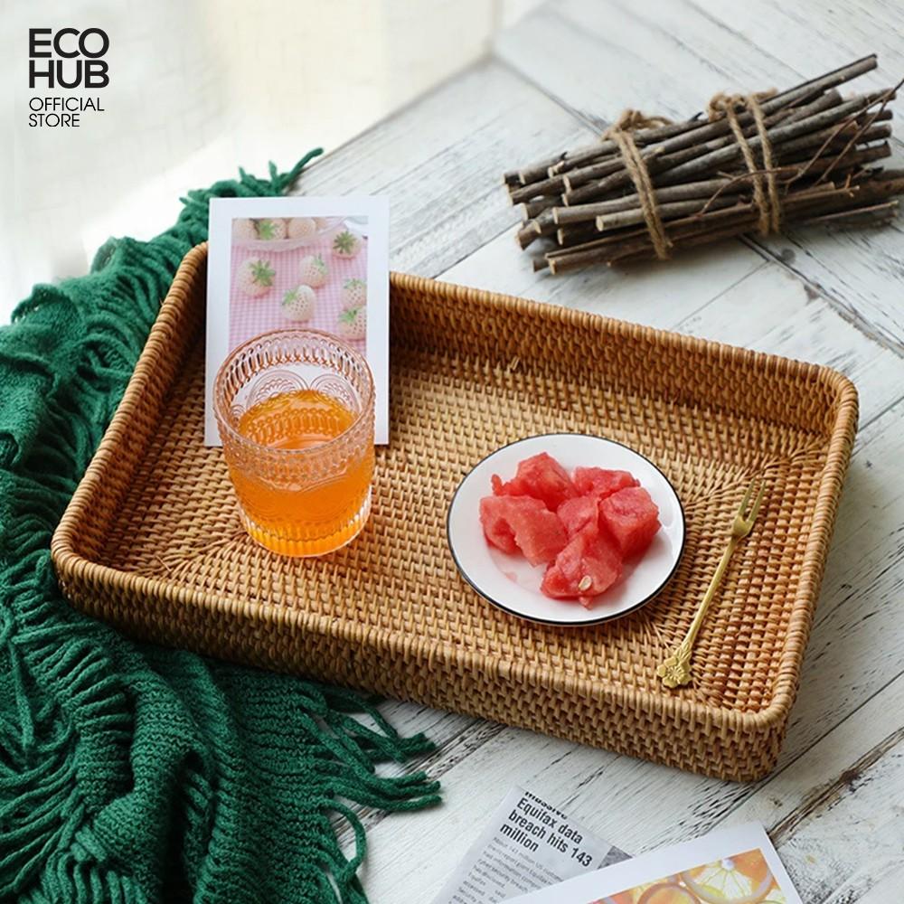 Bộ 3 Khay mây chữ nhật decor / bày đồ ăn (Rattan tray set of 3 Size) | EH063