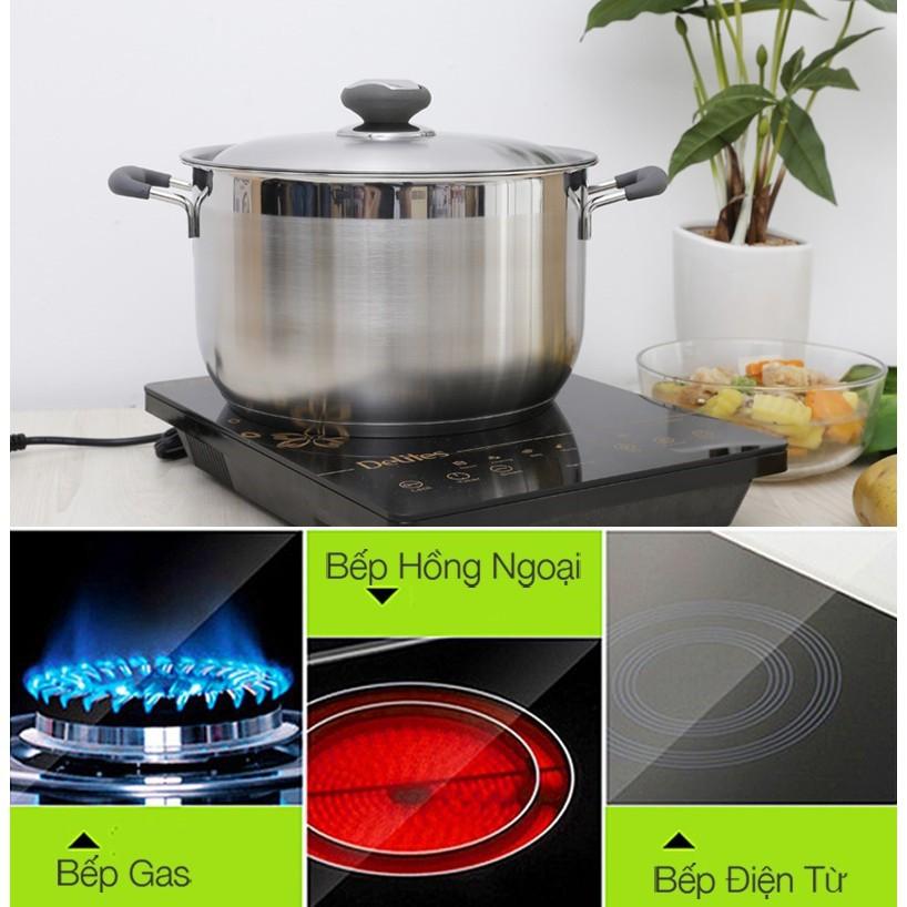 Nồi 3 đáy inox 430 Thân Cool Fivestar Standard quai silicon chống nóng nắp inox ( 20cm )
