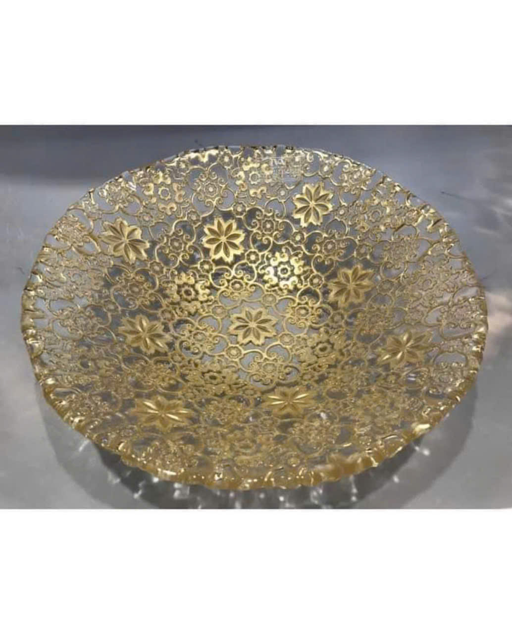 Đĩa sâu lòng Arabesque Centrepiece Gold Leaf IVV 41cm- họa tiết hoa vàng Hàng chính hãng