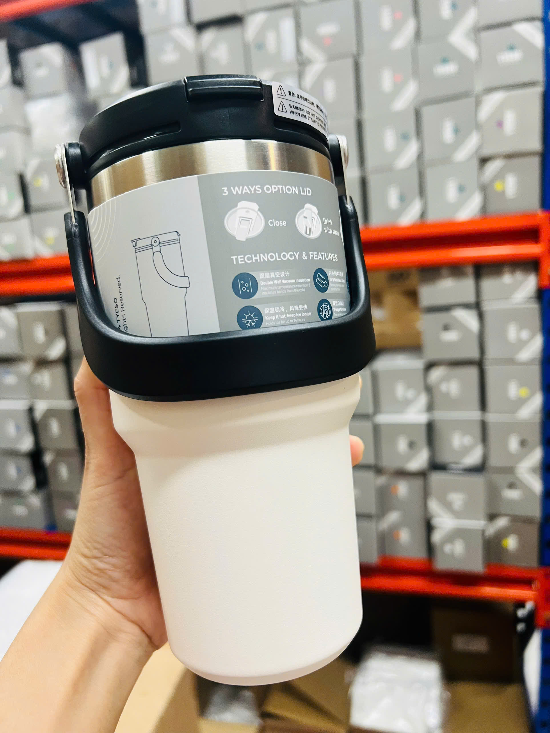 Cốc giữ nhiệt TYESO TS-8827 750ml tay cầm công thái học Chống tràn & Giữ nhiệt 12 tiếng