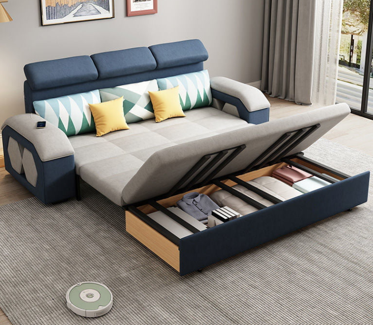 Sofa giường đa năng hộc kéo đầu bật cao cấp HGK-20 ngăn chứa đồ tiện dụng Tundo KT 2m2