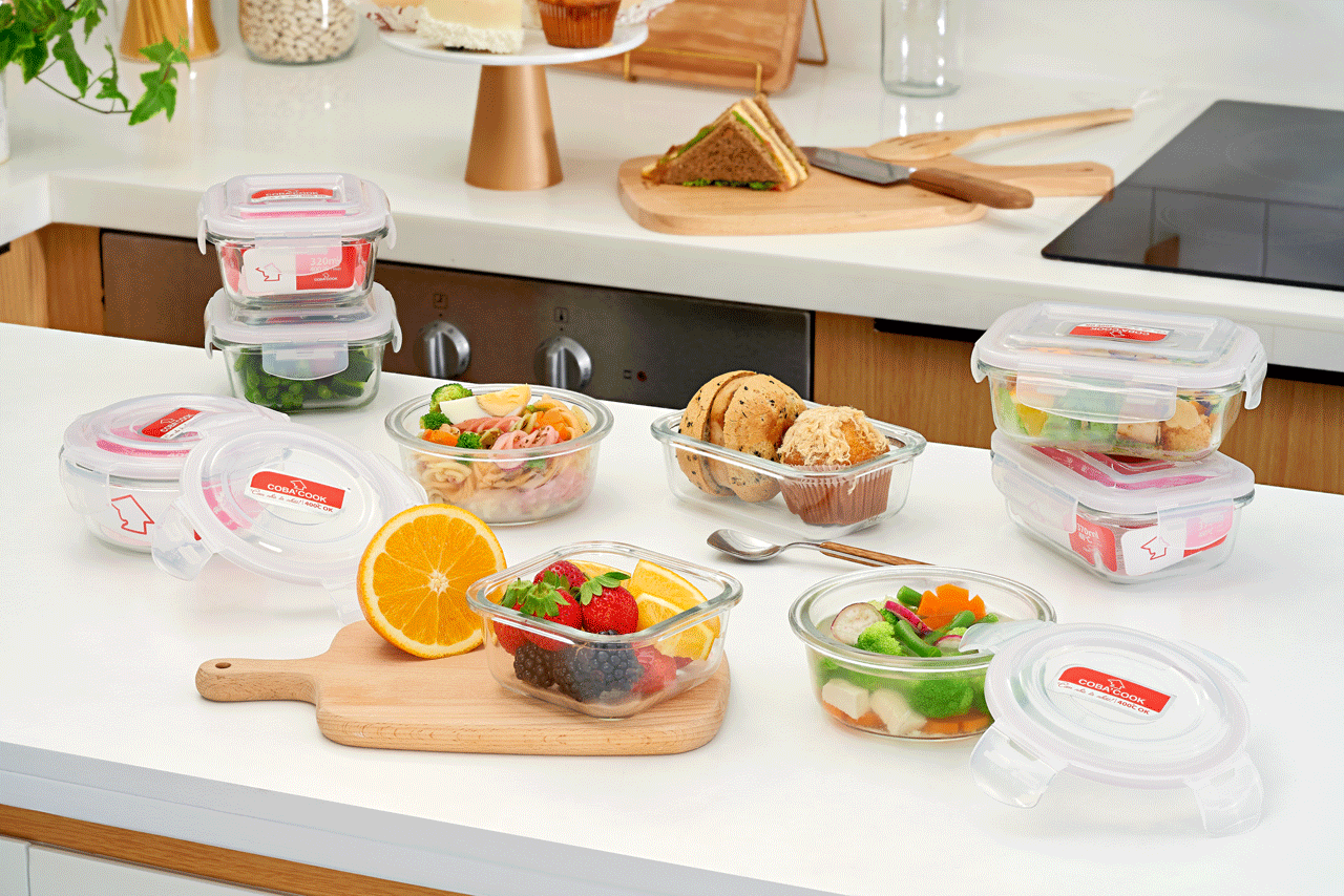 Bộ 4 hộp đựng cơm, trữ thực phẩm thủy tinh chịu nhiệt COBA