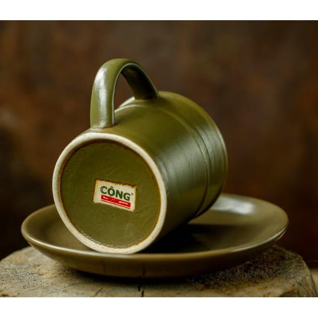 Bộ cốc sứ có quai cầm (màu xanh hoặc hoạ tiết hoa) - Cộng Cà Phê