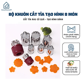 Bộ Dụng Cụ Cắt Tỉa Rau Củ Quả Inox 8 Món, Bộ Khuôn Cắt Tạo Hình Rau Củ Quả, Khuôn Làm Bánh - Hàng Loại 1 - Chính Hãng MINIIN