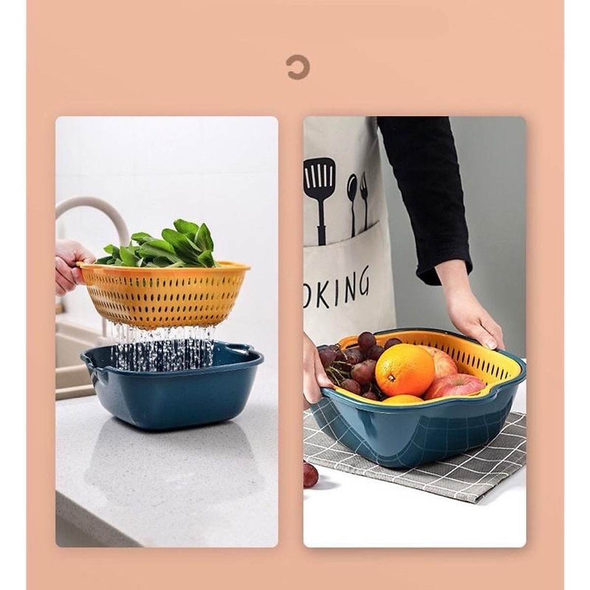 Sét Rổ 6 Món Chất Liệu Nhựa Cao Cấp, Bộ Rổ Kèm Chậu Đựng Đồ Đa Năng - Hàng loại 1. Chính Hãng MINIIN