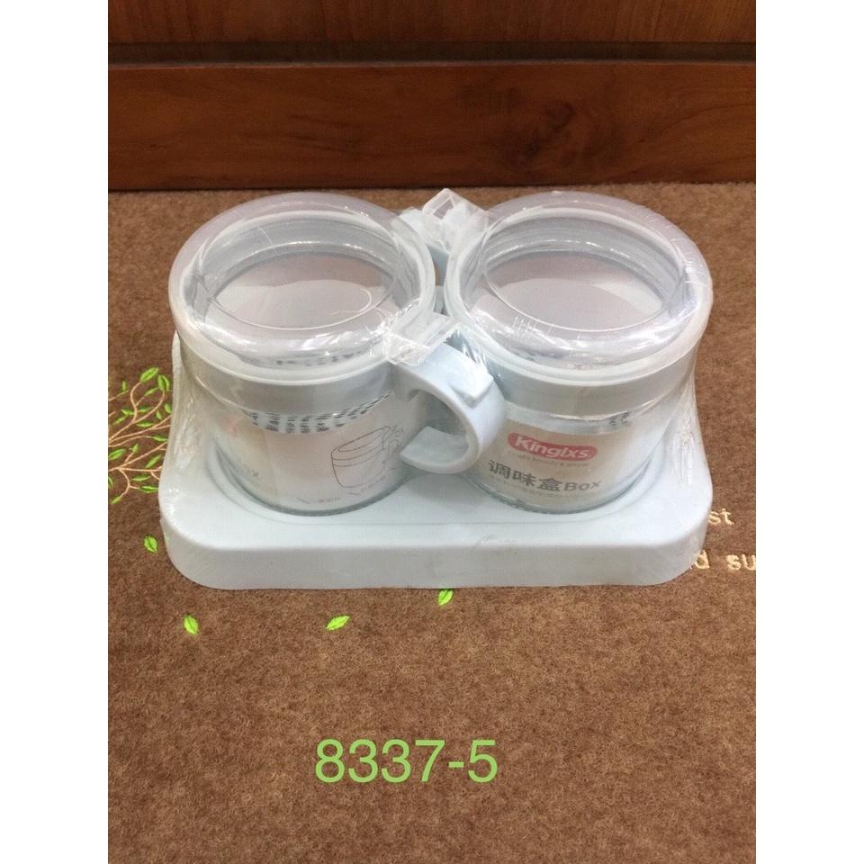Bộ 3 hũ đựng gia vị thủy tinh Kinglxs cao cấp có khay ( giao ngẫu nhiên )