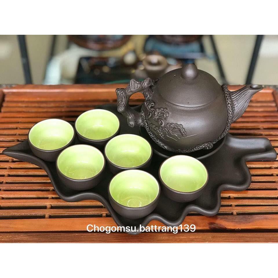 Bộ ấm trà tử sa đắp nổi đẹp loại 1