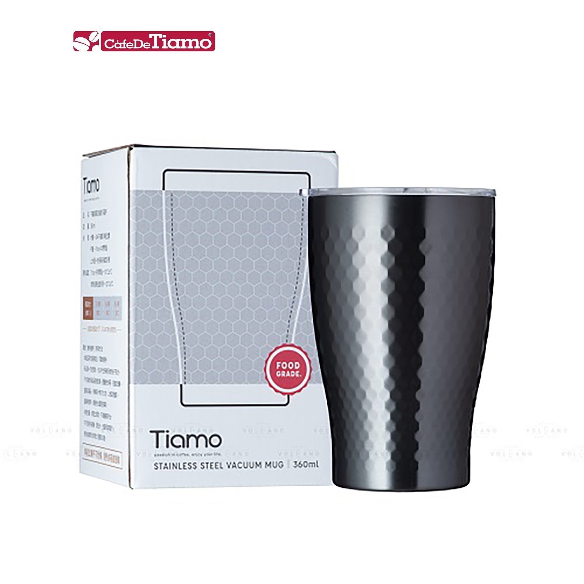 Ly giữ nhiệt inox hoa văn tổ ong 2 lớp phủ sứ Tiamo 360ml