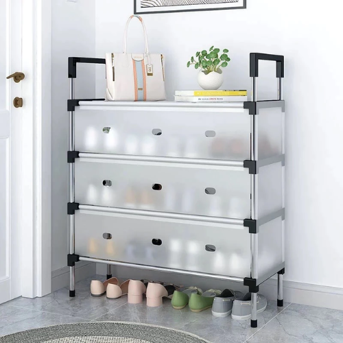 Kệ Giày Inox 5 Tầng Có Vách Ngăn Chắn Bụi, Giá Inox Để Giày Dép 4 - 5 Tầng Có Nắp Đậy, Tủ Giày Thế Hệ Mới - HÀNG CHÍNH HÃNG MINIIN