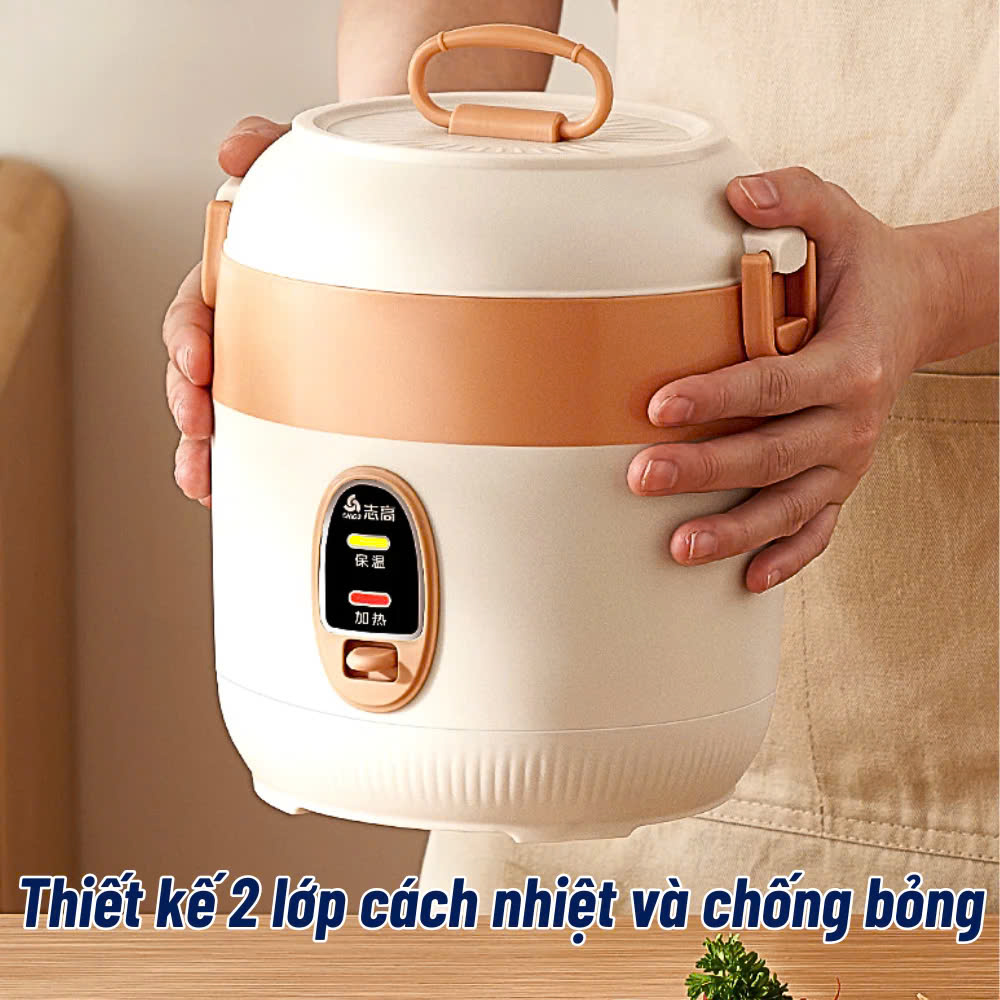 Nồi Cơm Điện Mini Chigo, Nồi Hầm Cháo, Luộc Dung Tích 1.2L dành cho 1 người ăn