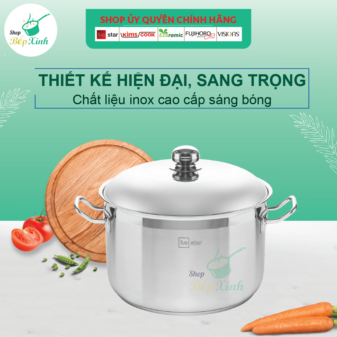 Nồi Inox 430 Bếp Từ 3 Đáy Nắp Inox Fivestar Tặng 5 Muỗng Ăn (36cm)