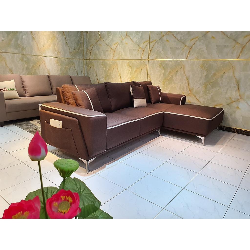 Ghế Sô Pha Bọc Vải Bố Kiểu Dáng Hiện Đại_Màu Nâu Phối Viền_Size 2700 x 1600