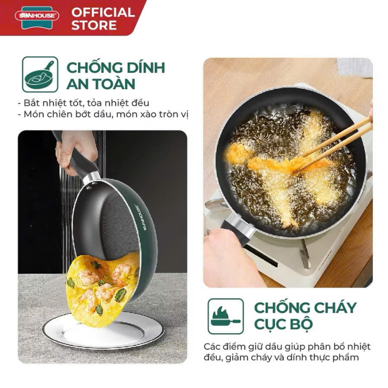 Chảo chống dính đáy từ Sunhouse ECO SHM plus