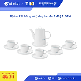 Bộ trà 1,2L bằng sứ (1 ấm, 6 chén, 7 đĩa) EL0216