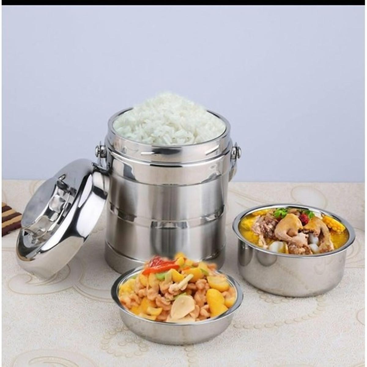 Cặp Lồng Inox 3 Tầng 1.4 - 2 Lít -Cặp Lồng Đựng Cơm Cháo Phở Giữ Nhiệt Cao Cấp - Cà Mên Inox