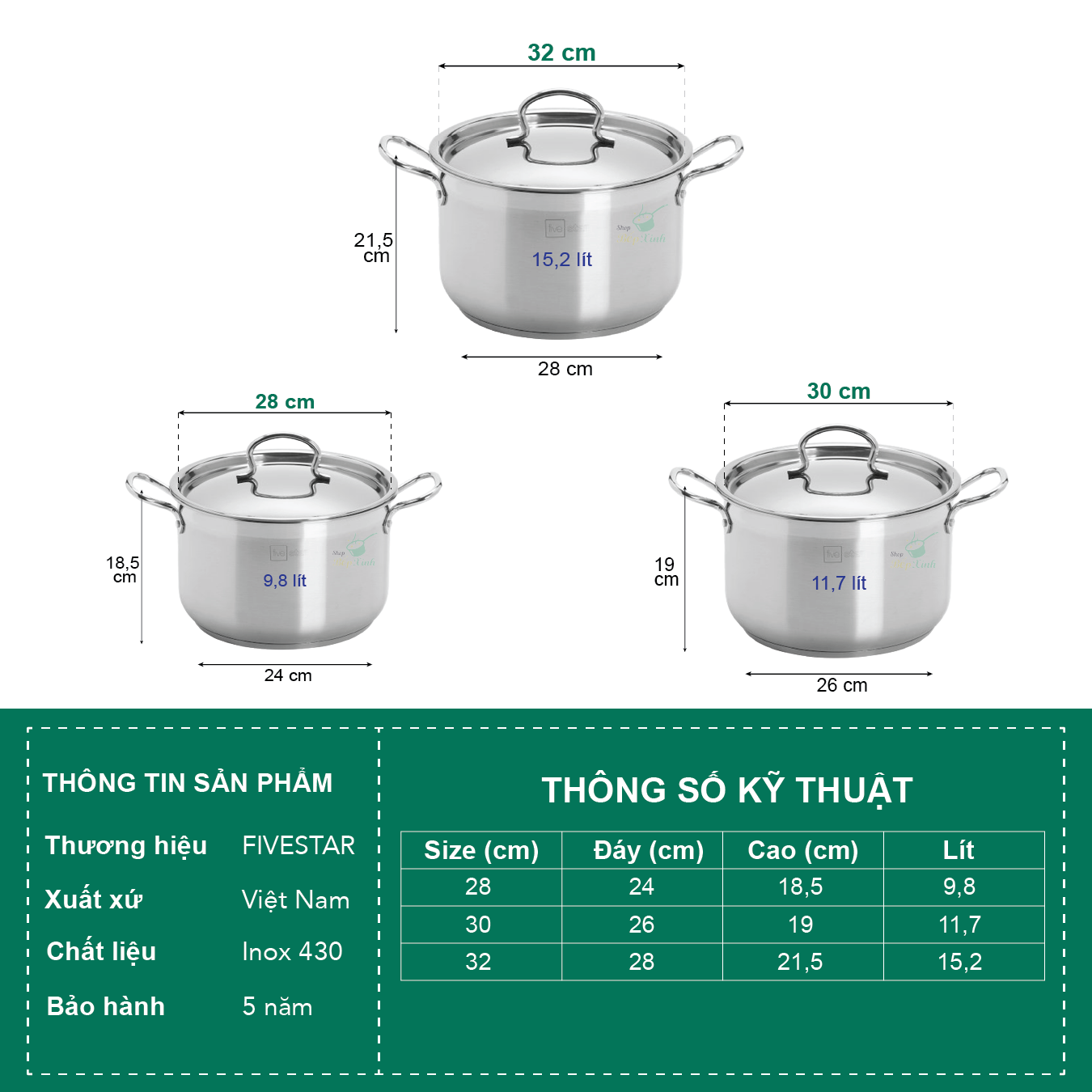 Nồi Luộc Gà Fivestar Tặng 2 Muỗng Canh - Bạc
