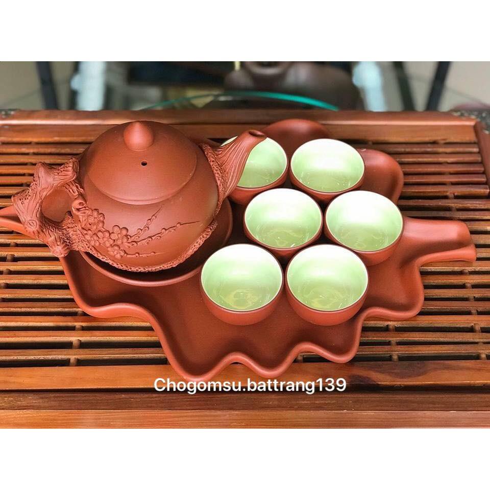 Bộ ấm trà tử sa đắp nổi đẹp loại 1