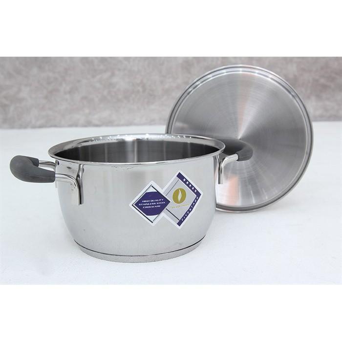 Nồi 3 đáy inox 430 Thân Cool Fivestar Standard quai silicon chống nóng nắp inox ( 20cm )