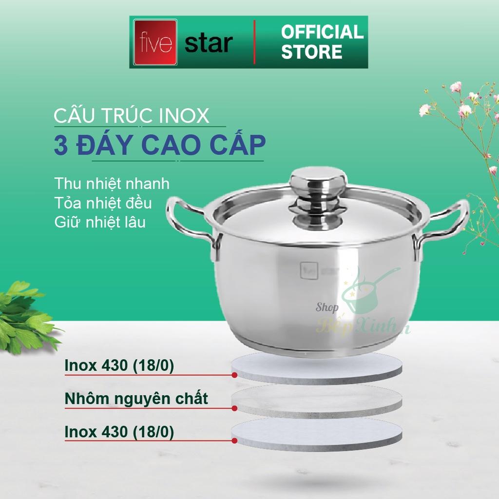 Bộ nồi 3 đáy inox 430 Thân Cool Fivestar Standard FS-B3010 (Kích thước 16cm - 20cm - 24cm) , tặng 1 vá canh