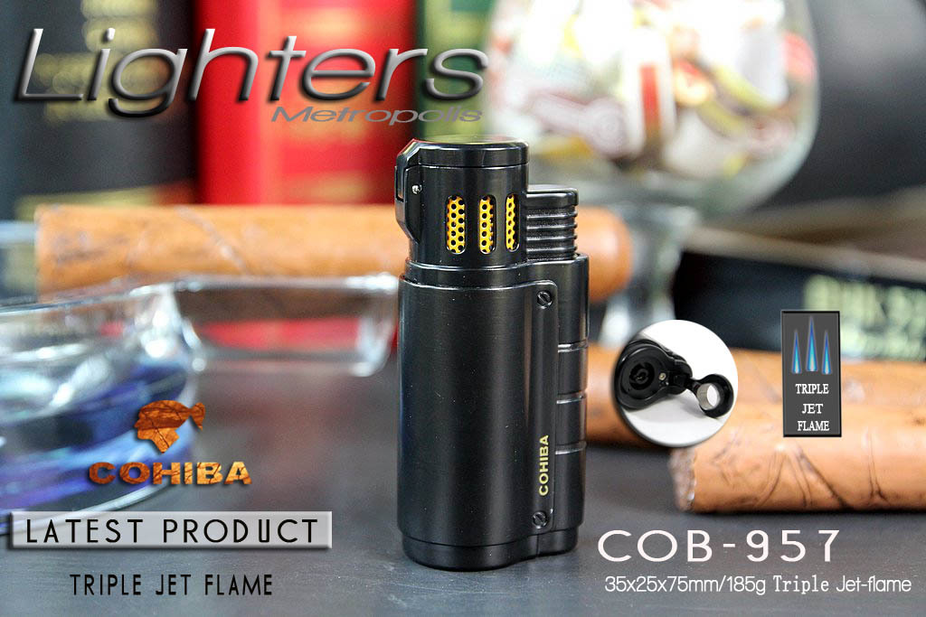 Vỏ Hột Quẹt Bật Lửa khò 3 tia COB-957 Thiết Kế Độc Lạ Lửa Khò Cực Mạnh - Dùng Gas Cao Cấp