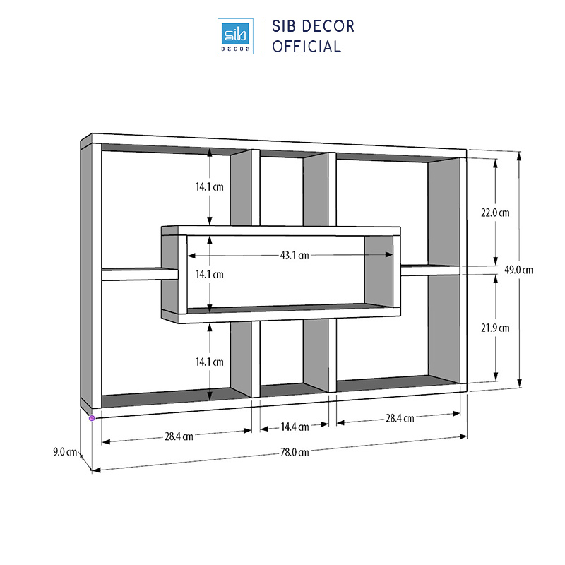 Kệ Gỗ Treo Tường Để Đồ Trang Trí Nhiều Ngăn Thương Hiệu SIB Decor KT525