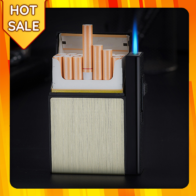 Vỏ Hột Quẹt Bật Lửa Khò Gas 1 Tia Kiêm Hộp Đựng 20 Điếu Focus YH035F Nhỏ Gọn Đẹp Độc Lạ - Dùng Gas Cao Cấp