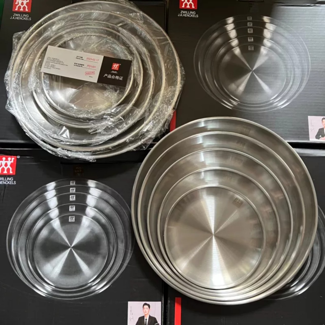 Set 5 Đĩa khay Inox Tròn Nhập Khẩu Đức Đựng Trái Cây, Món Tráng Miệng - 5 SIZE KHÁC NHAU - HÀNG CHÍNH HÃNG MINIIN