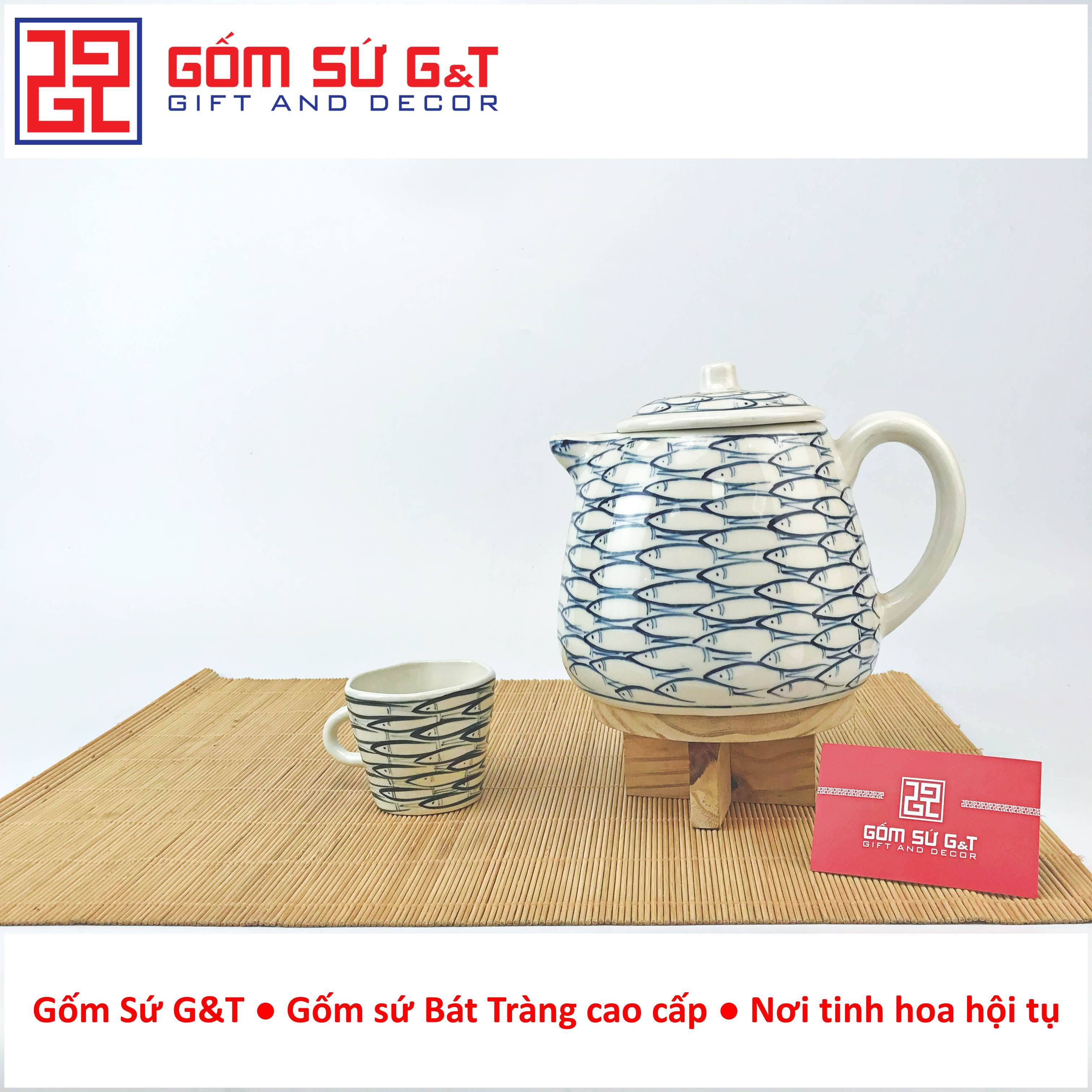 Bộ tích trà vẽ cá đàn Gốm Sứ G&T