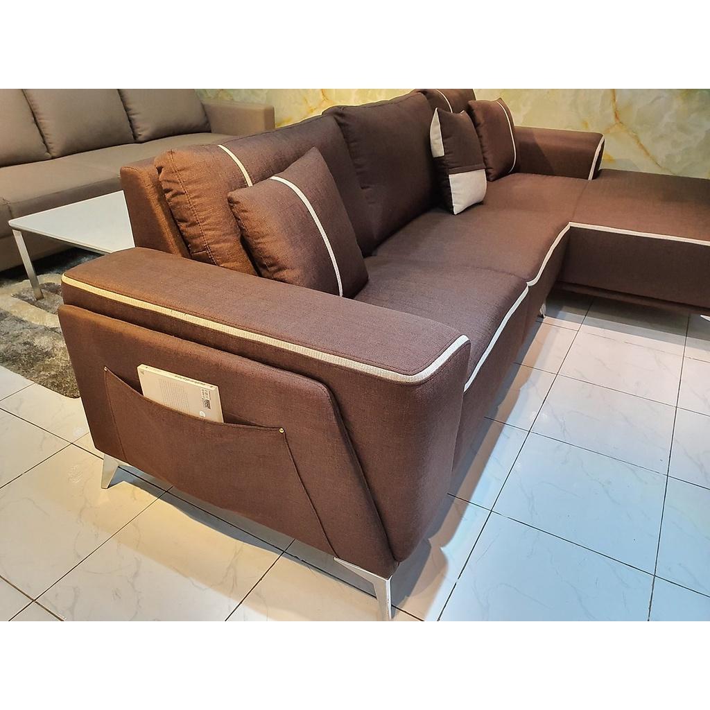Ghế Sô Pha Bọc Vải Bố Kiểu Dáng Hiện Đại_Màu Nâu Phối Viền_Size 2700 x 1600