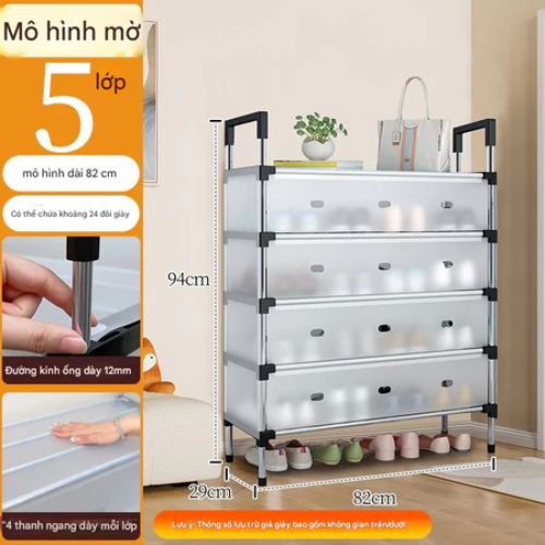 Kệ Giày Inox 5 Tầng Có Vách Ngăn Chắn Bụi, Giá Inox Để Giày Dép 4 - 5 Tầng Có Nắp Đậy, Tủ Giày Thế Hệ Mới - HÀNG CHÍNH HÃNG MINIIN